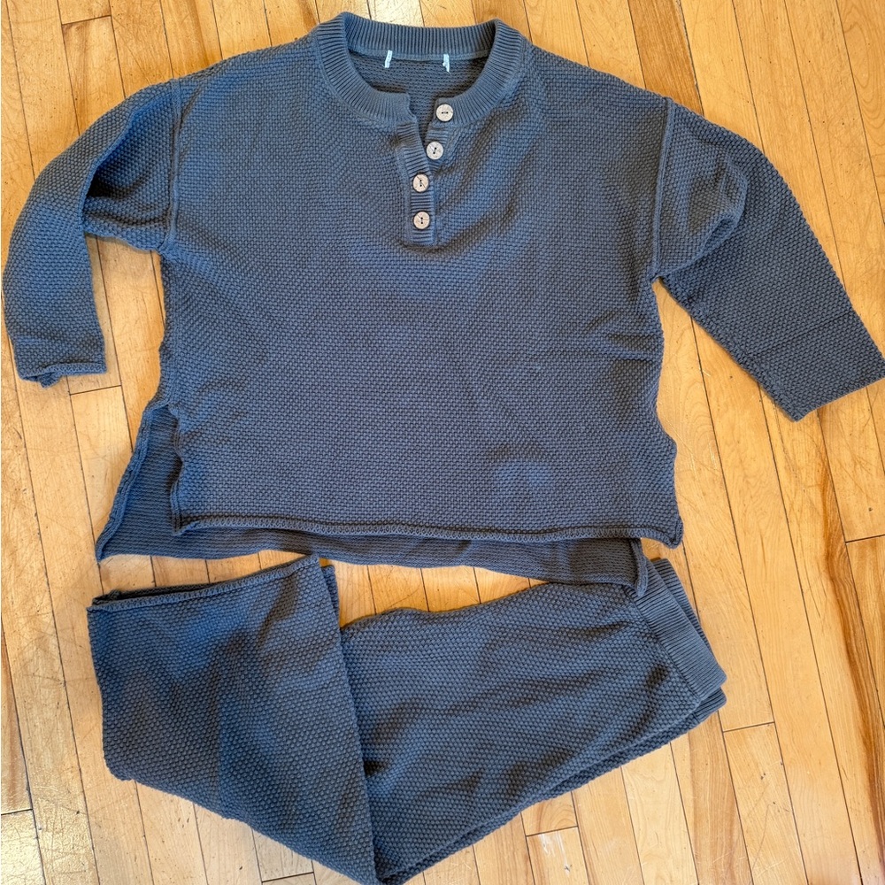 Charcoal Waffle Knit Lounge Set